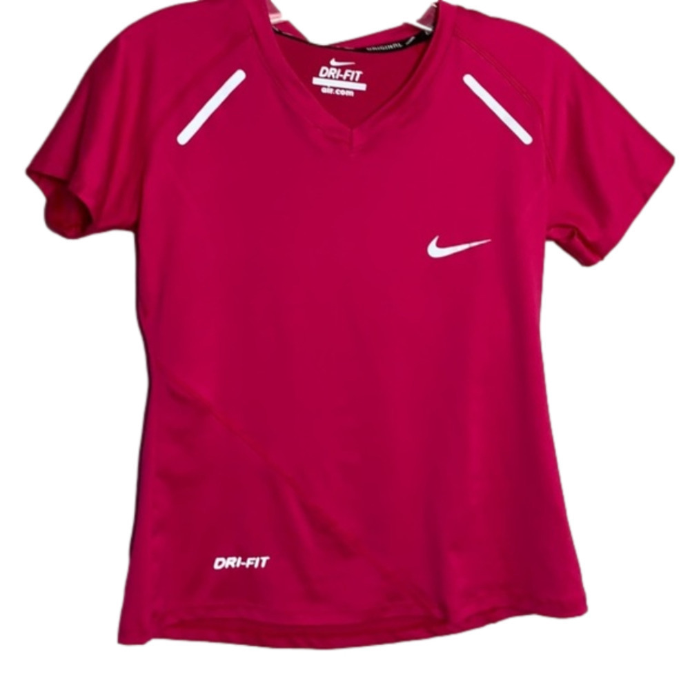NIKE pink v neck dri-fit air.com T-shirt